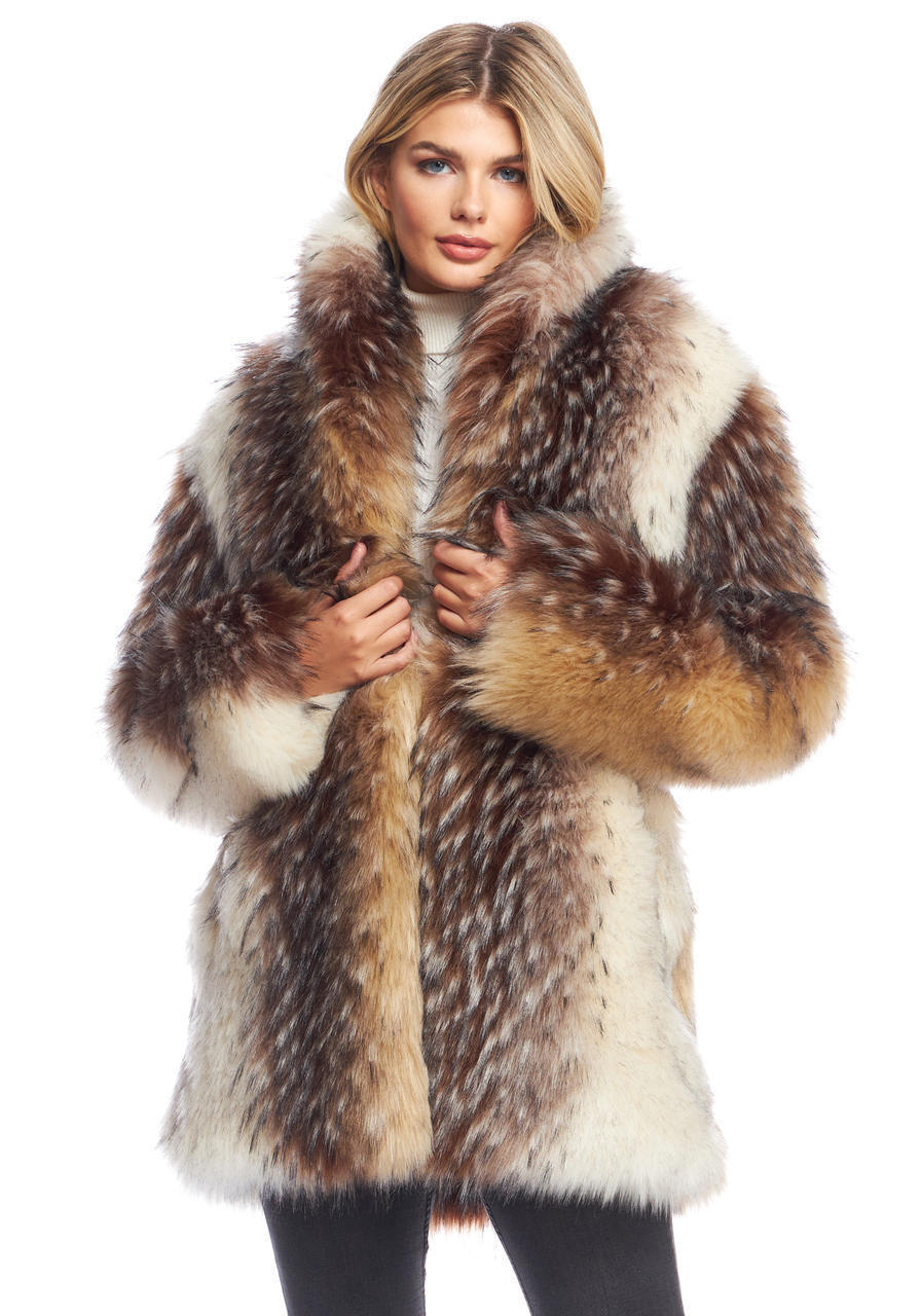 Arctic Wolf Faux Fur Shawl Collar Coat   Arctic Wolf Faux Fur Shawl Collar Coat