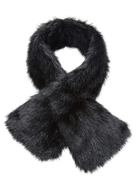 Black Fox Faux Fur Pull-Through Scarf 