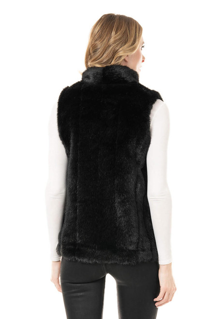  Black Mink Faux Fur Hook Vest 