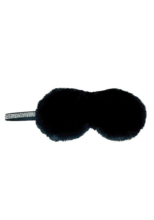 Black Sheared Beaver Faux Fur Sparkle Eyemask