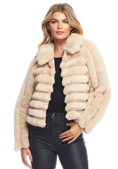  Champagne Faux Fur Soho Zip Jacket 