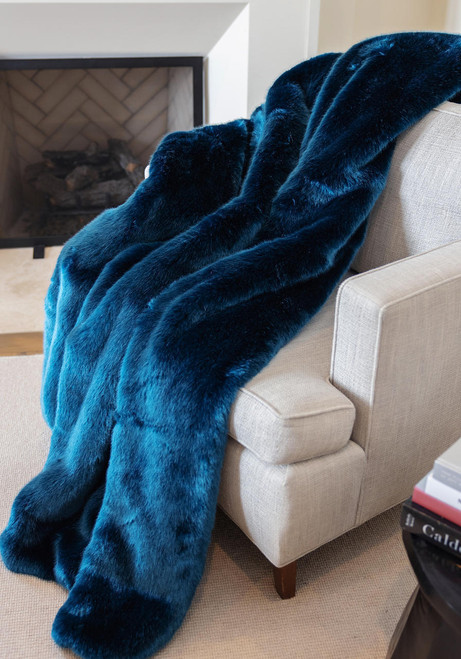  Couture Collection Sapphire Mink Faux Fur Throws 