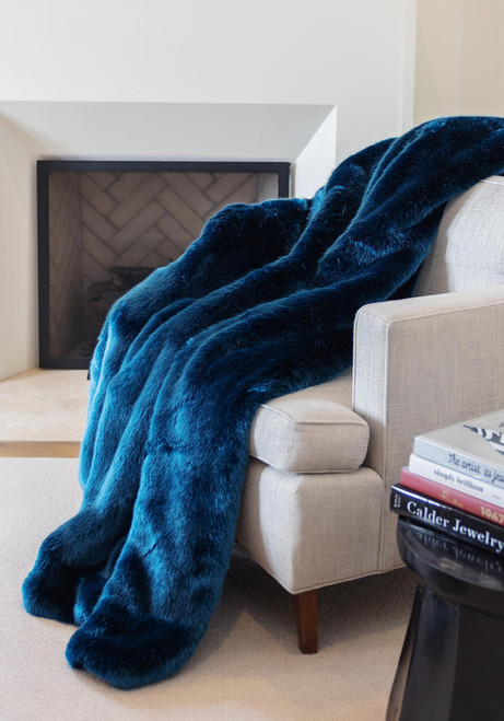  Couture Collection Sapphire Mink Faux Fur Throws 