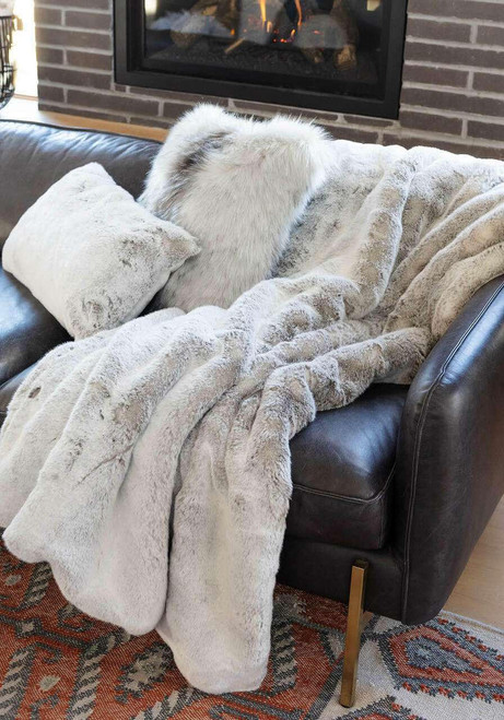 Couture Collection Sterling Mink Faux Fur Throws