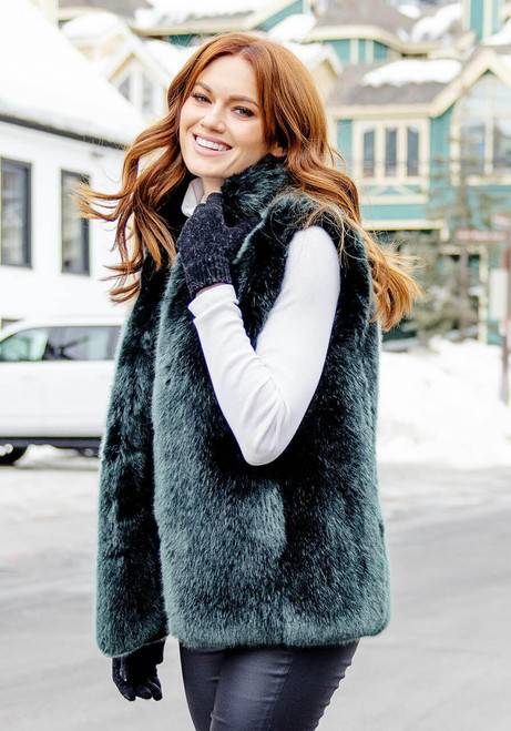  Emerald Mink Faux Fur Couture Hook Vest 