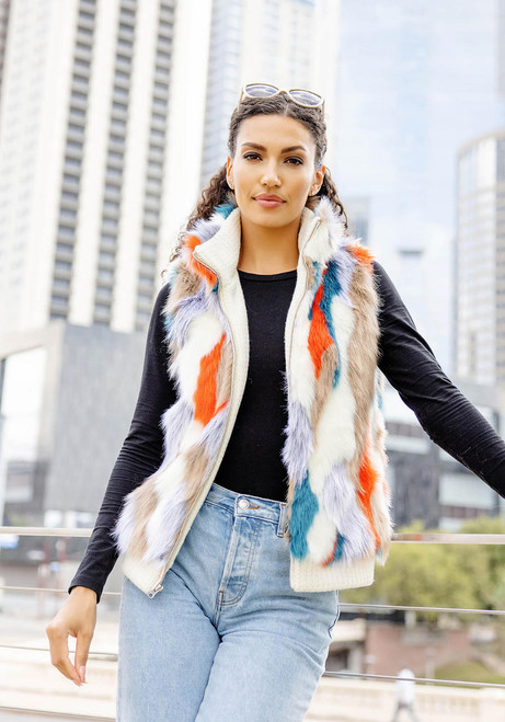 Fabulous-Furs Apres Ski Faux Fur Zip Vest 