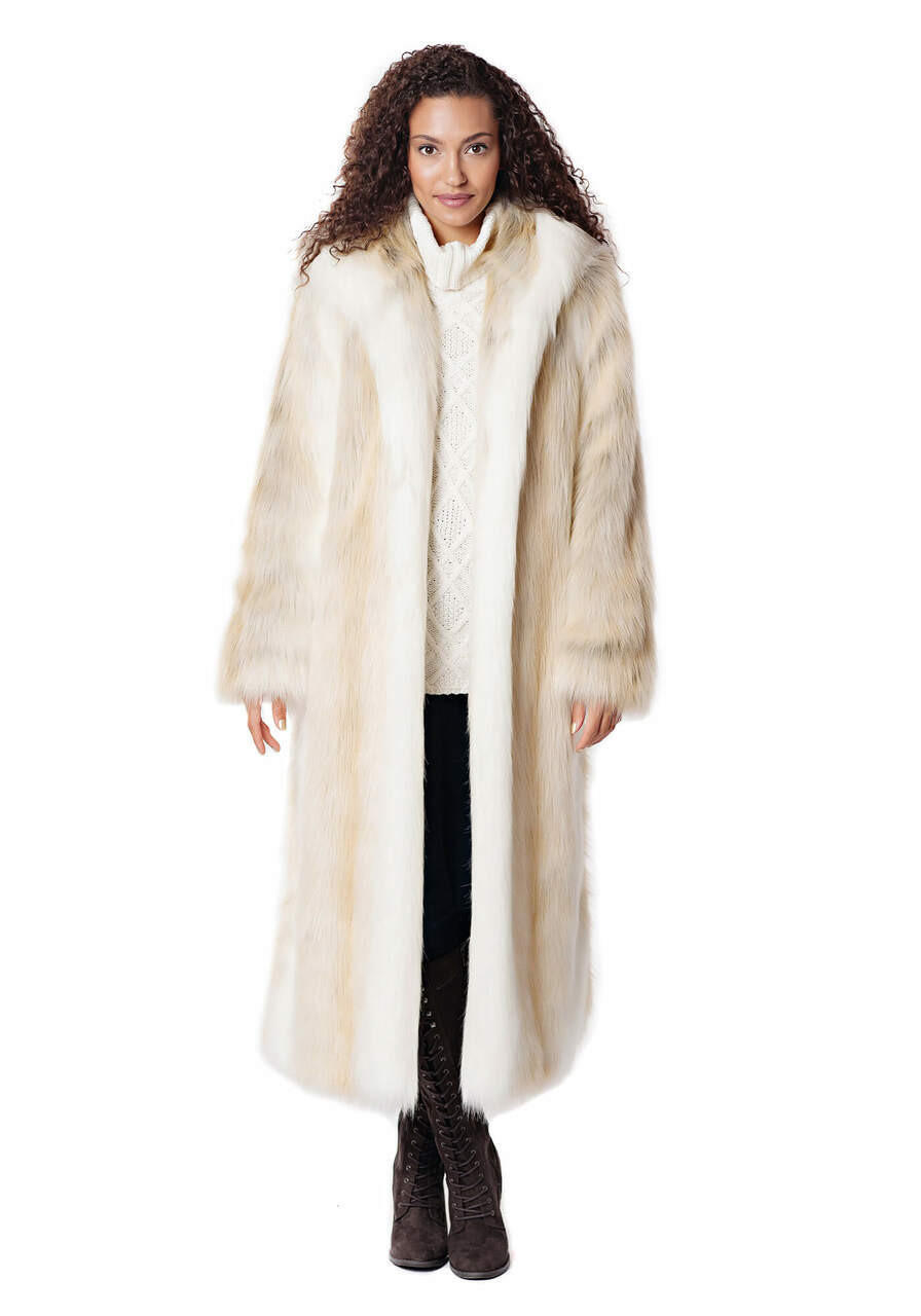 Fabulous-Furs Arctic Fox Hooded Full-Length Faux Fur Coat  Fabulous-Furs Arctic Fox Hooded Full-Length Faux Fur Coat