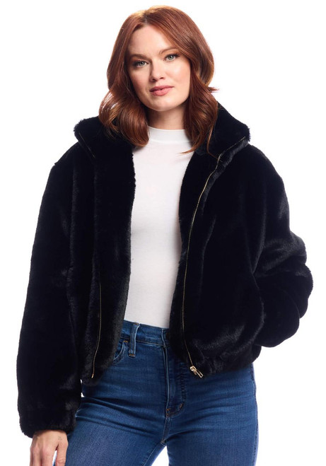 Fabulous-Furs Black Faux Fur Back to Basics Bomber Jacket 