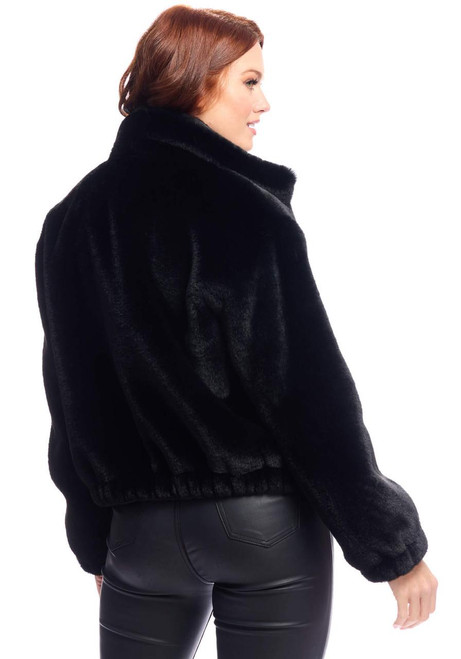 Fabulous-Furs Black Faux Fur Back to Basics Bomber Jacket 