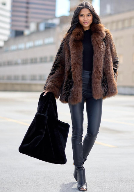 Fabulous-Furs Black Faux Fur Le Mink Tote 