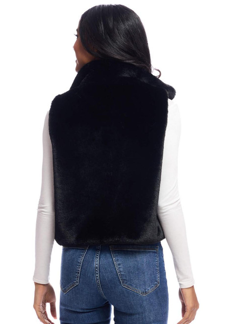 Fabulous-Furs Black Faux Fur Le Mink Zip Vest 