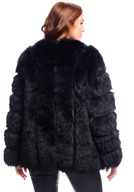 Fabulous-Furs Black Fox Faux Fur Avante Coat 