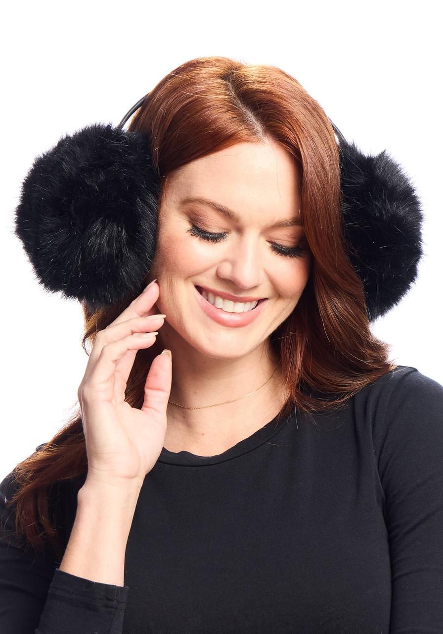 Fabulous-Furs Black Fox Faux Fur Earmuffs 