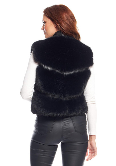 Fabulous-Furs Black Fox Faux Fur La Moda Vest 