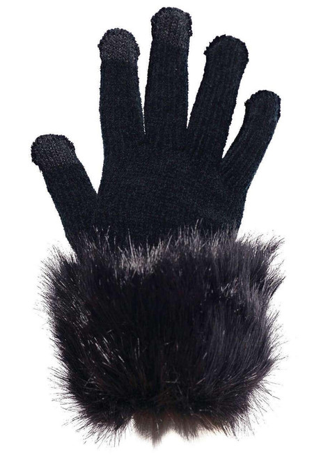 Fabulous-Furs Black Fox Faux Fur-Trimmed Tech Gloves