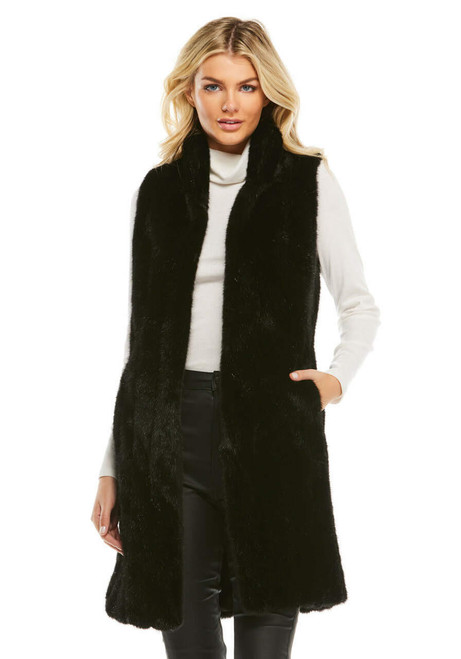 Fabulous-Furs Black MInk Faux Fur Stroller Vest 