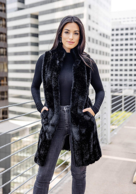 Fabulous-Furs Black MInk Faux Fur Stroller Vest 