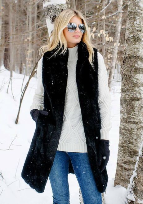 Fabulous-Furs Black MInk Faux Fur Stroller Vest 