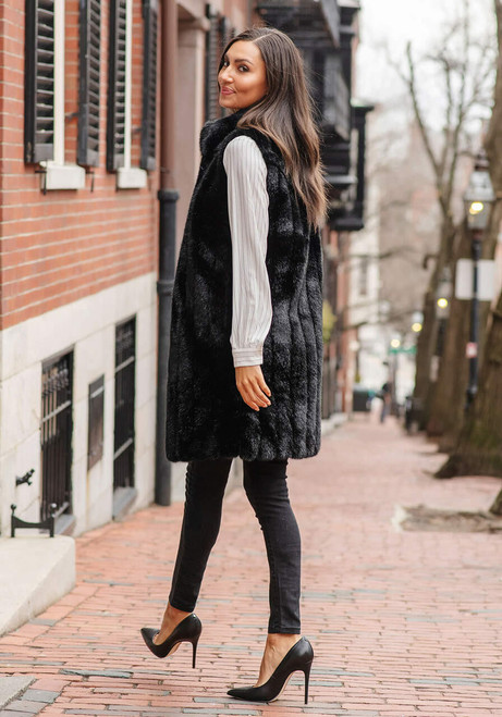 Fabulous-Furs Black MInk Faux Fur Stroller Vest 