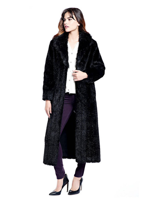 Fabulous-Furs Black Mink Signature Full-Length Faux Fur Coat 