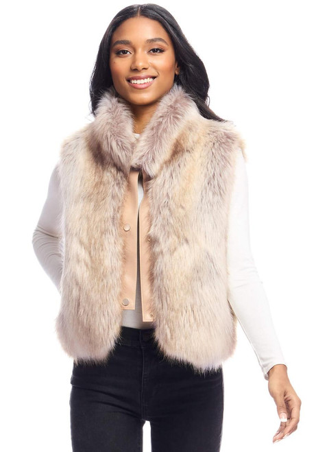 Fabulous-Furs Blonde Fox Faux Fur Foxy Crop Vest 