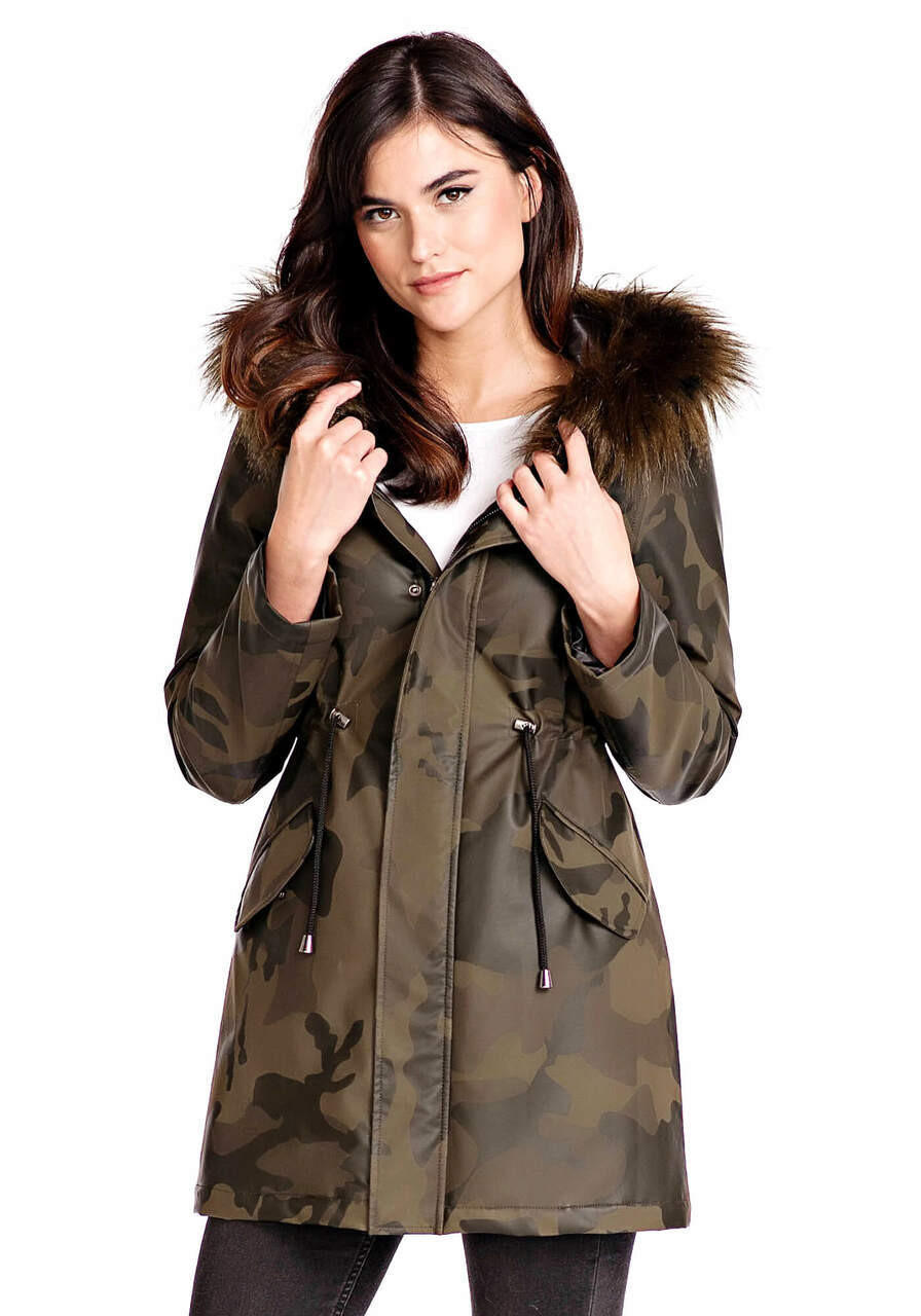 Fabulous-Furs Camo Anorak With Faux Fur-Trimmed Hood 