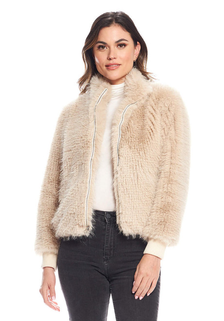 Fabulous-Furs Champagne Fox Faux Fur Parkside Bomber Jacket 