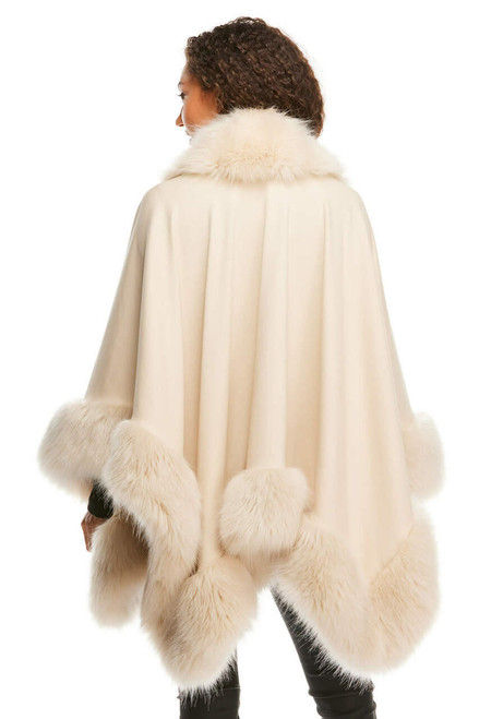 Fabulous-Furs Champagne Fox Faux Fur-Trimmed Shawl 