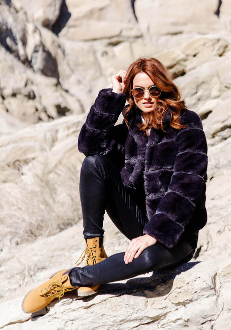 Fabulous-Furs Charcoal Faux Fur Posh Jacket 
