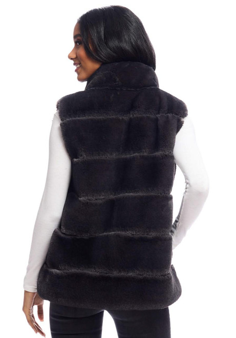 Fabulous-Furs Charcoal Faux Fur Posh Snap Vest 