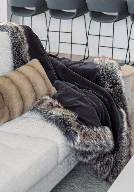 Fabulous-Furs Charcoal Faux Sheared Beaver Alpine Weighted Throw 