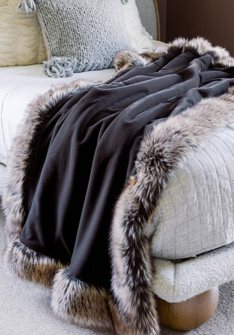 Fabulous-Furs Charcoal Faux Sheared Beaver Alpine Weighted Throw 