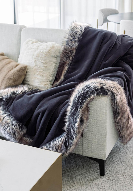 Fabulous-Furs Charcoal Faux Sheared Beaver Alpine Weighted Throw 