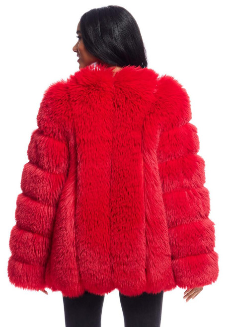 Fabulous-Furs Cherry Fox Faux Fur Avante Coat 