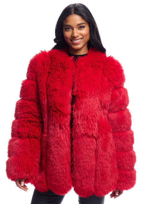 Fabulous-Furs Cherry Fox Faux Fur Avante Coat 
