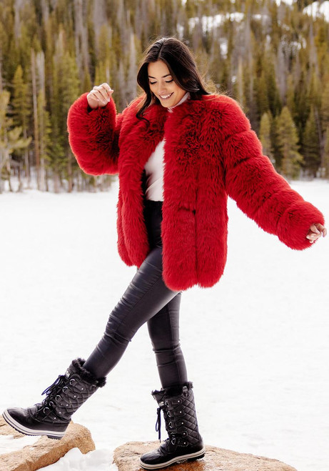 Fabulous-Furs Cherry Fox Faux Fur Avante Coat 