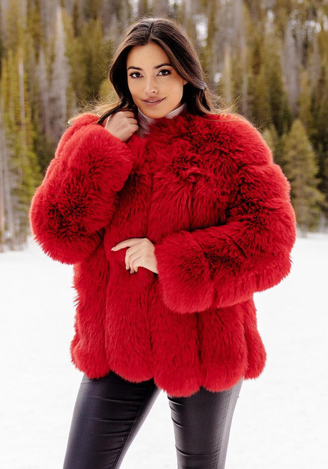 Fabulous-Furs Cherry Fox Faux Fur Avante Coat 