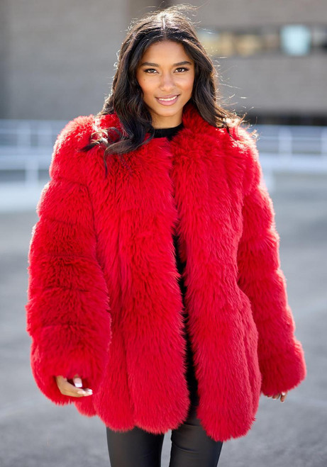 Fabulous-Furs Cherry Fox Faux Fur Avante Coat 