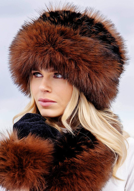 Fabulous-Furs Chocolate Fox Faux Fur Cossack-Style Hat 