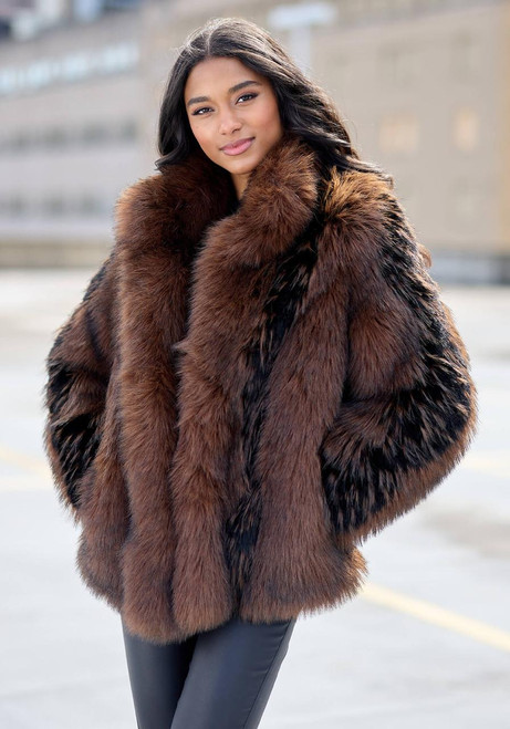 Fabulous-Furs Chocolate Fox Faux Fur Foxy Favorite Jacket 