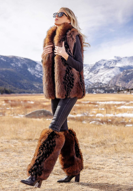 Fabulous-Furs Chocolate Fox Faux Fur Hook Vest 