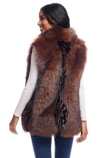 Fabulous-Furs Chocolate Fox Faux Fur Hook Vest 