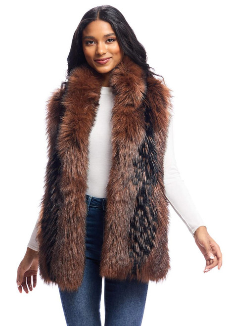 Fabulous-Furs Chocolate Fox Faux Fur Hook Vest 