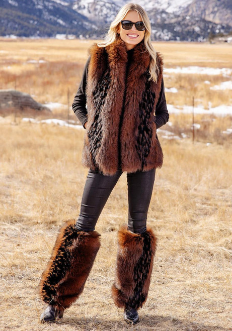 Fabulous-Furs Chocolate Fox Faux Fur Legwarmers 