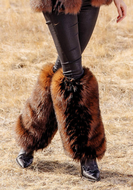 Fabulous-Furs Chocolate Fox Faux Fur Legwarmers 