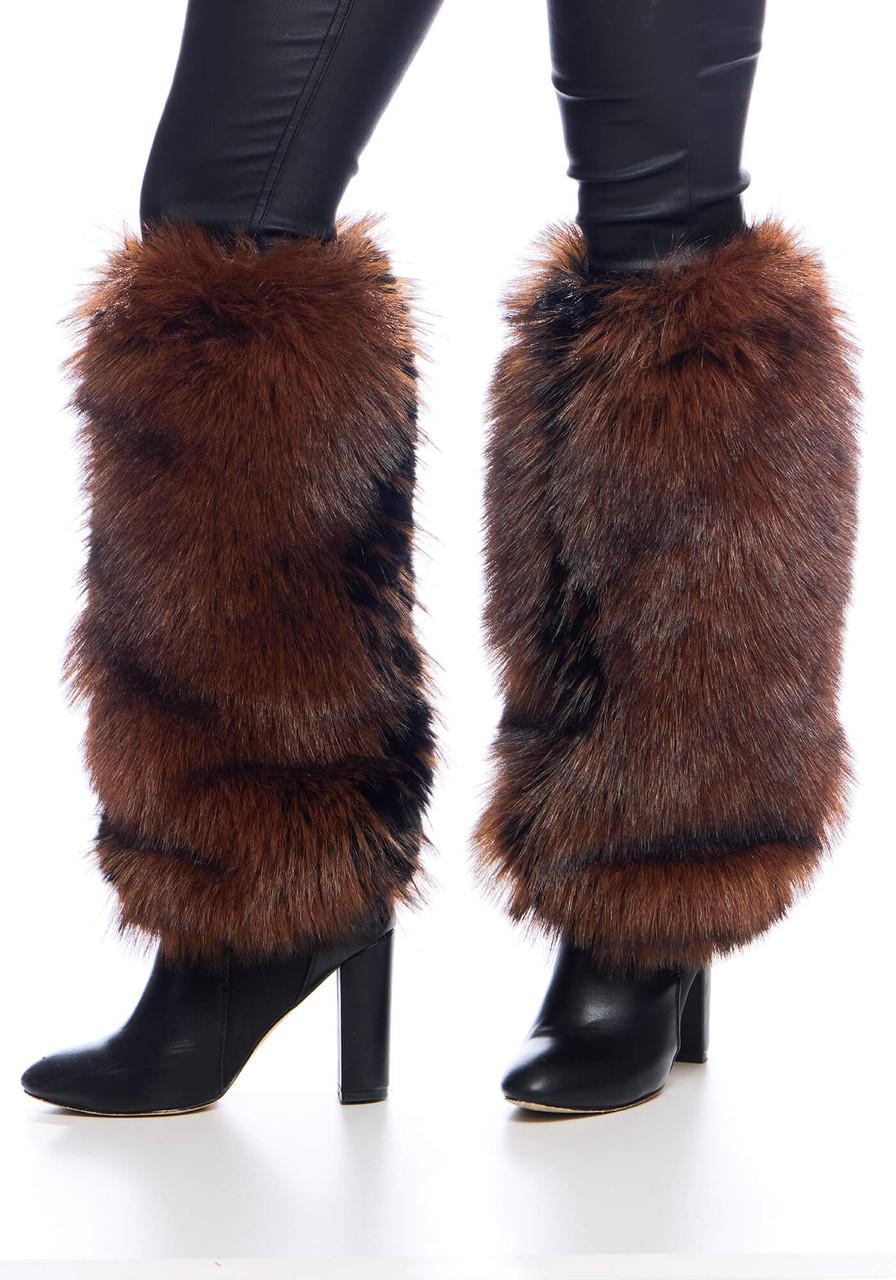 Fabulous-Furs Chocolate Fox Faux Fur Legwarmers 