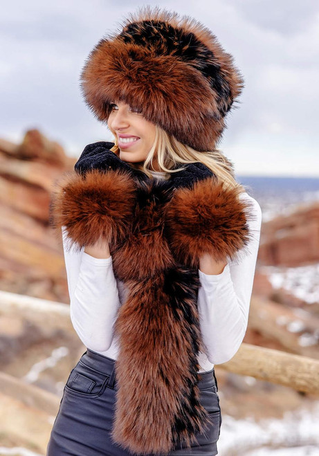 Fabulous-Furs Chocolate Fox Faux Fur-Trimmed Tech Gloves 