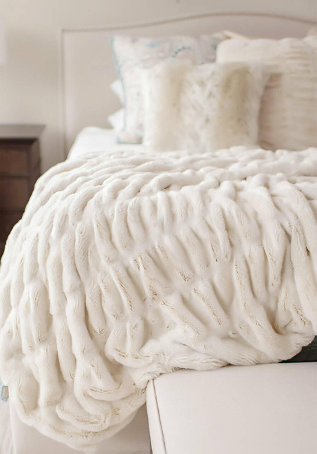 Fabulous-Furs Couture Collection Ivory Mink Faux Fur Throws 