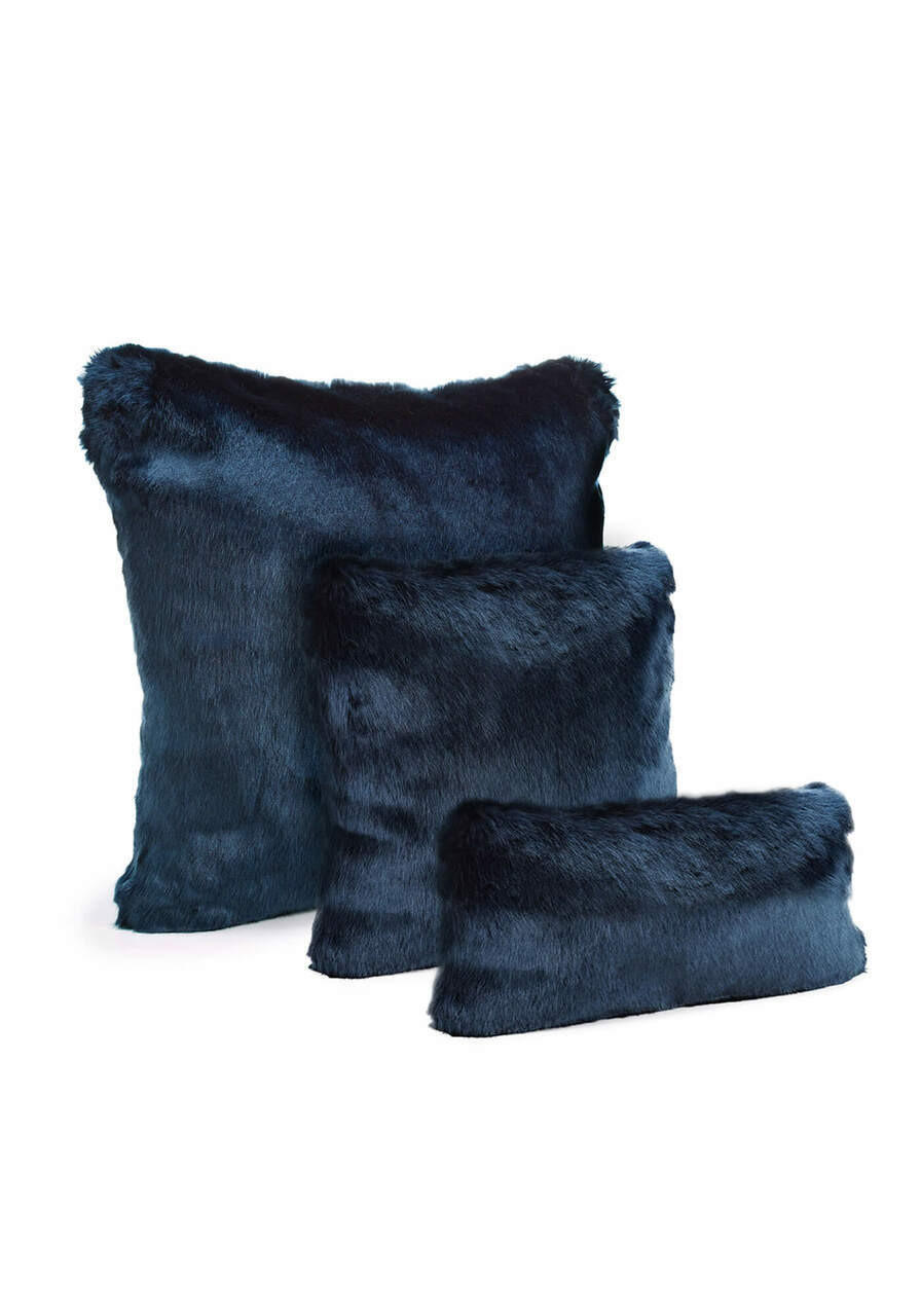 Fabulous-Furs Couture Collection Steel Blue Mink Faux Fur Pillows 