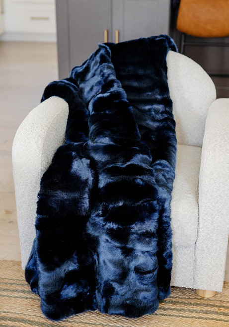 Fabulous-Furs Couture Collection Steel Blue Mink Faux Fur Throws 